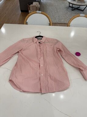 J. Crew Pink and White Striped Button-Down Shirt